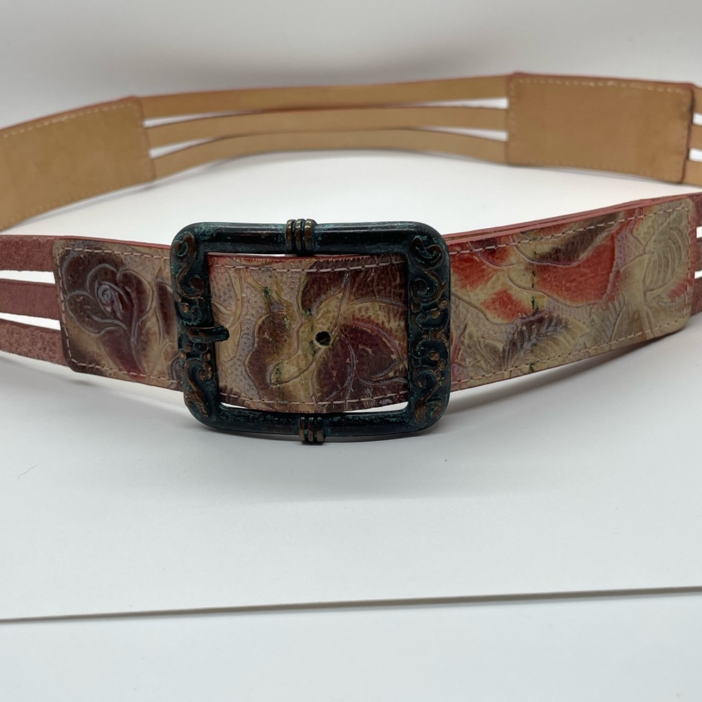 Streets Ahead Multicolor Leather Belt with Ornate Buckle